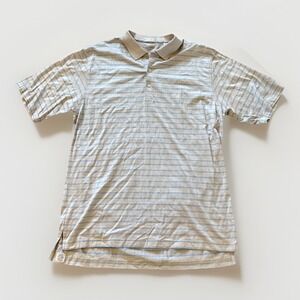 Peter Millar Polo Shirt Mens XL Striped Biege Cotton Preppy Golf‎